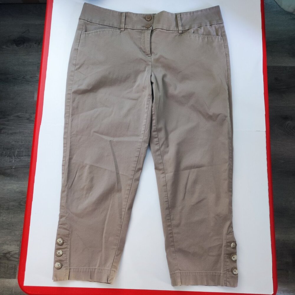 Loft Outlet pants original crop flat front casual / business casual tan size 10